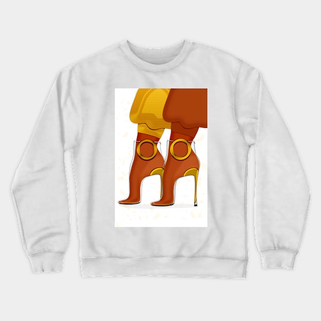 Couple of golden and transparent high heel shoes Crewneck Sweatshirt by YamyMorrell